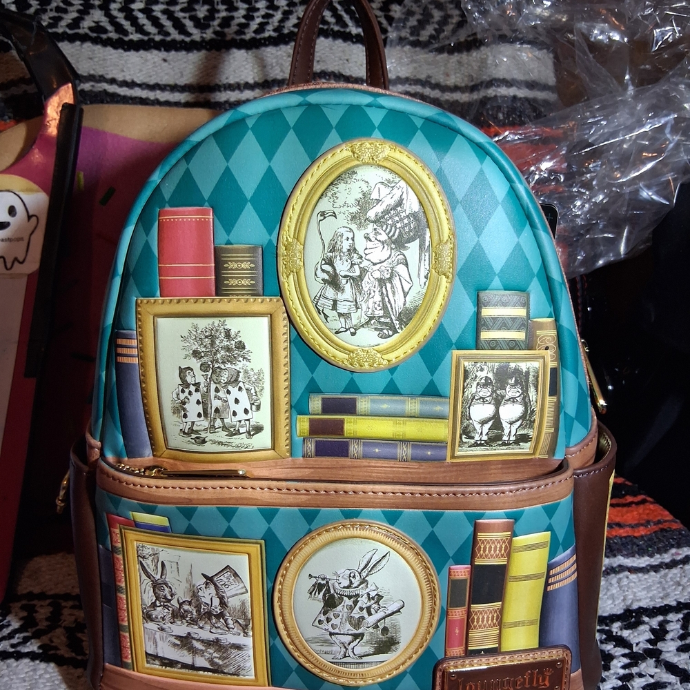 Lougefly Alice In Wonderland Books Mini Backpack BAM Exclusive NWT Disney